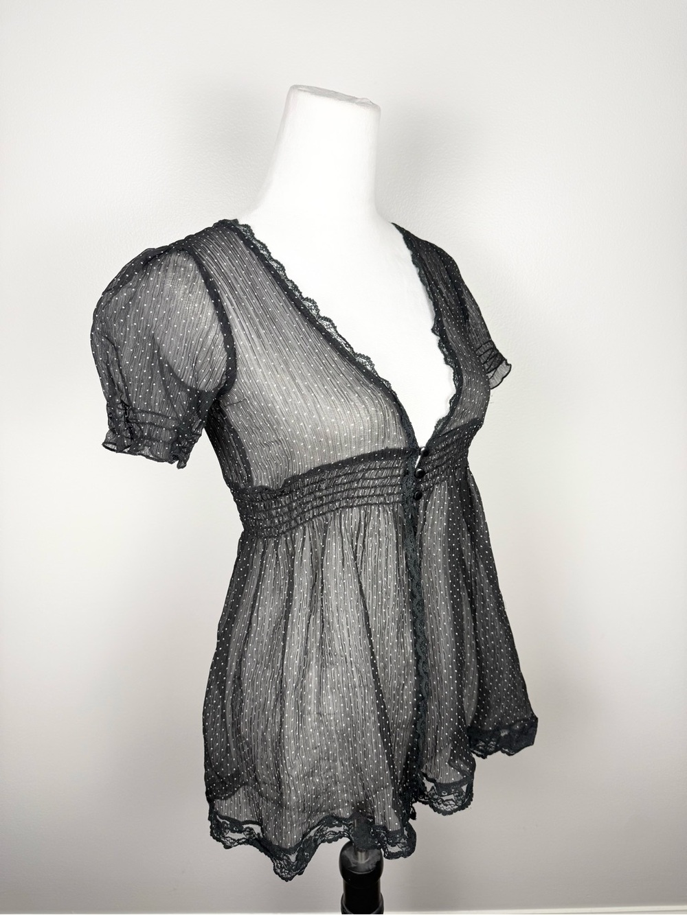 Tramp Sheer Black Babydoll Top
